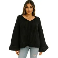 Worldclassca V-Ausschnitt-Pullover WORLDCLASSCA Damen Oversize Strickpulllover Dick Pulli V-Ausschnitt Neue Kollektion - Stilvolle und gemütliche Strickmode für Damen