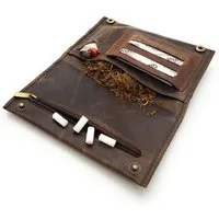 Lemasi Tabakbeutel echt Leder Tabaktasche Drehertasche Tabaketui, hält Tabak frisch, Tabakfach mit Naturkautschuk gefüttert