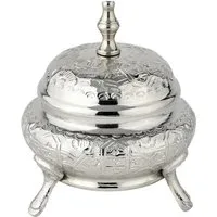 Marrakesch Orient & Mediterran Interior Zuckerdose Orientalische Messing-Zuckerdose Nabila, handgefertigt, Silber 13 cm, Messing, (1-tlg), Handarbeit