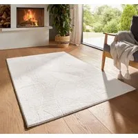 TaraCarpet Teppich TaraCarpet Homestyle 391 Blätter, rechteckig, Höhe: 10 mm, Felloptik hoch-tief weich waschbar floral creme 50x80