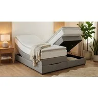 PAARA Boxspringbett ohne Kopfteil mit Bettkasten inkl. Matratze und Topper, Komplettset, mit innovativem Belüftungssystem