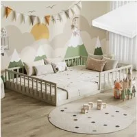 VitaliSpa® Kinderbett Minno, Greige, 140x200 mit Matratze (2-tlg)