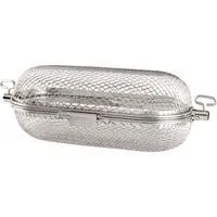 Edelstahl Drehspieß-Grillkorb silber, rund