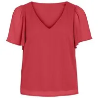 Vila Kurzarmbluse VIFALIA V-NECK S/S TOP - NOOS Hibiscus