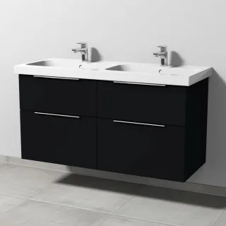 Sanipa 3way Waschtischunterbau zu Geberit iCon Light Waschtisch mit 4 Auszügen, Schwarz-Matt UF57708