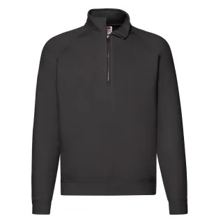 Fruit of the Loom - "Premium" Sweatshirt mit kurzem Reißverschluss für Herren/Damen Unisex Raglanärmel (Schwarz)