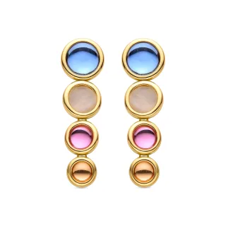 Luxenter Multicolour Kristall Ohrringe aus 18K Gelbgold - Longki