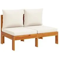 vidaXL Sofaelement Gartensofa ohne Armlehnen mit Kissen 2-Sitzer Massivholz (1 St)