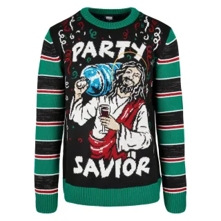 Urban Classics - "Savior" Sweatshirt für Herren - weihnachtliches Design (Schwarz/Grün)