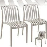 tectake Gartenstuhl Balkonstuhl, stapelbar, Belastbarkeit 110 kg, 47 x 58 x 80,5 cm (Terrassenstuhl Alcudia für Außen in Taupe, 2 St), wetterfest und UV-beständig, pflegeleicht, rutschfeste Gummischoner