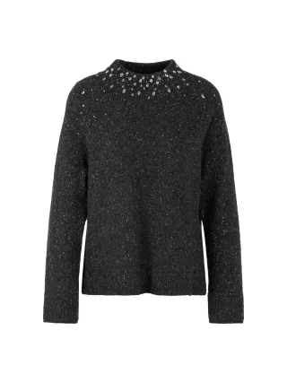 Marc Cain Collections - Alpakamix-Pullover mit Glitzer-Details flannel - Gr. - 36