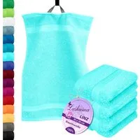 Lashuma Gästehandtücher - Kleine Handtücher Linz, Frottee (Spar-Set, 4-St), Weiches Gästetuch Set Türkis 30x50 cm