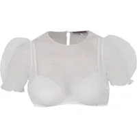 MarJo Dirndlbluse Dirndlbluse Kochel Kurzarm Puffarm lichtgrau