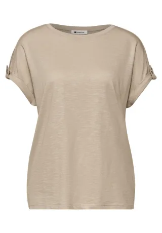 Street One - Basic T-Shirt beige - Gr. - 34