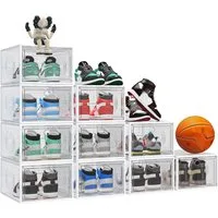 POPOLIC Schuhkiste Schuhbox Schuh-Organizer, Stapelbare Schuhaufbewahrungsbox (Organizer für Sneaker, Stiefel & Schuhe, 10 St., Platzsparendes Schuhregal), Transparente stapelbare Kunststoffbox