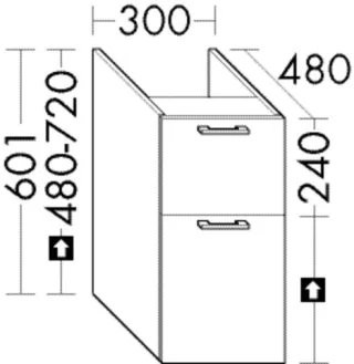 Burgbad Unterschrank Sys30 PG4 Sana 601x300x480 Dunkelgrau Hochglanz, WYIT030F3365 WYIT030F3365