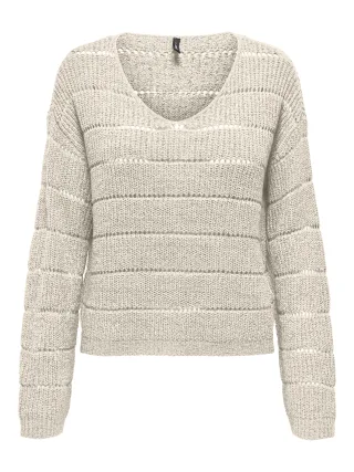 ONLY - ONLPAMELA LS V-NECK PULLOVER CC KNT Birch - Gr. - L