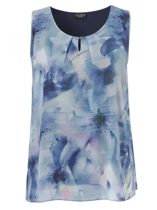 VIA APPIA DUE - Bluse Rundhals ohne Arm Druck hellblau multicolor - Gr. - 48