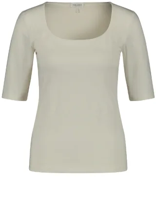 GERRY WEBER Collection - Halbarmshirt mit weitem Ausschnitt beige - Gr. - 40