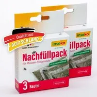 Inseko Insektenfalle 2 x inseko Nachfüllpack für Massen-Fliegenfalle I 6 Beutel, für alle Außenbereiche
