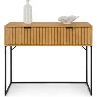 IDIMEX Konsolentisch SELO, Beistelltisch schmal mit Rillen Design und 2 Schubladen wildeiche