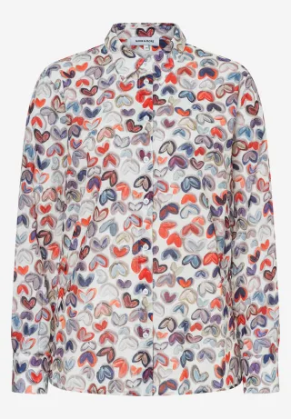 MORE & MORE - Bluse mit Herz-Print weiß - Gr. - 42