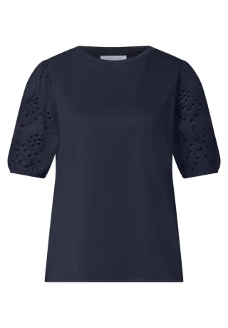 Street One - T-Shirt mit Puffärmeln blau - Gr. - 40