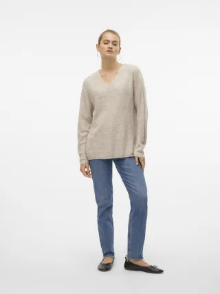 VERO MODA - Vero Moda 10233357-VMCREWLEFI birch birch - Gr. - L