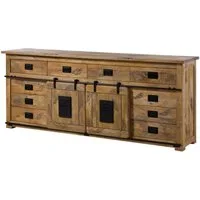 Massivmoebel24 Sideboard RAILWAY (Massivholz), Mango 220x45x90 natur lackiert RAILWAY #192
