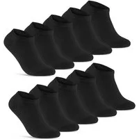 sockenkauf24 Sneakersocken 10 Paar Basic Sneaker Socken Herren & Damen aus Baumwolle (Schwarz, 35-38) mit Komfortbund (Basicline) - 70202T WP
