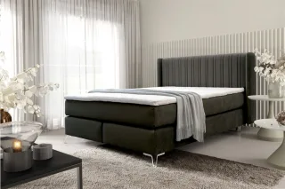 Boxspringbett Schlafzimmerbett AGNUS 160x200cm in Stoff Salvador Schwarz