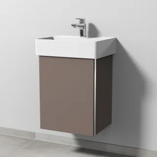 Sanipa 3way Waschtischunterbau zu Duravit Dura Square Waschtisch mit 1 Tür, Taupe-Matt BP4241T