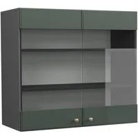 Vicco Glashängeschrank Fame-Line, Grün-Gold Landhaus/Anthrazit, 80 cm (1-St)