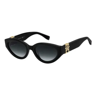 Tommy Hilfiger - Oval-Sonnenbrille für Damen (Schwarz)
