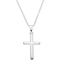 SCHOSCHON Kette mit Anhänger Halskette Kreuz Anhänger 925 Silber 22 mm, Geschenk Mädchen Konfirmation Firmung Kommunion