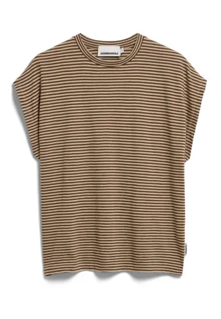 Armedangels - T-Shirt mit Streifen braun - Gr. - S