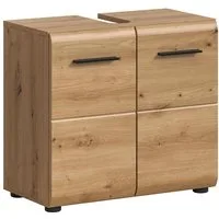 Lomadox Waschbeckenschrank IGGESUND-158 60 cm breit mit 2 Türen, Eiche