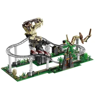 Xbert Brix 66134 Motorized Dinosaur Roller Coaster Building Block Assembly Kit Dinosaur World Amusement Park Model Brick