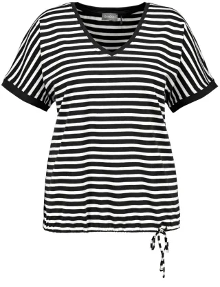 SAMOON - T-Shirt mit Streifen schwarz - Gr. - 52