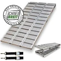 TRUTZHOLM Auffahrrampe DREIBREIT 2-fach klappbar 175 cm Tragkraft 1020 kg Alu gelocht grau (1-St., Inkl. 2x Spanngurt), stabile Konstruktion, hochwertige Verarbeitung, kompakte Bauweise