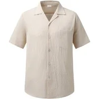 Allthemen Kurzarmhemd Herren Vintage Kubanerkragen Kurzarmhemd Freizeithemd lockerer
