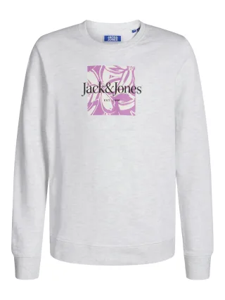 JACK&JONES - JORLAFAYETTE BRANDING SWEAT CREW JNR white melange - Gr. - 164
