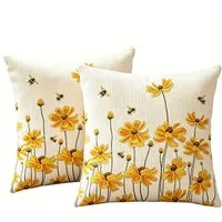 Diwzbyn Kissenbezug Cord-Kissenbezug 45×45 cm, Landhaus-Stil Kissenbezug, (1 Stück), Blumenmuster Kissenbezug für Sofa, Schlafzimmer und Wohnkultur