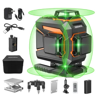Laser Level GOCHIFIX 4x360 16 Line 4D Self Leveling Green Laser Level Horizontal Vertical Level Tool for Construction Sh