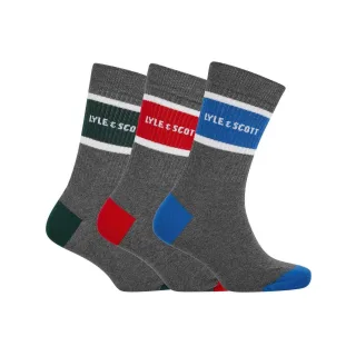 Lyle & Scott - Sportsocken für Herren (3er-Pack) (Grau)