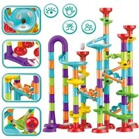 KRUZZEL Kugelbahn 3D Kugelbahn Rutsche Set Kinder Bauspielzeug 113 Elemente 30 Bälle, (Kinder Konstruktionsspielzeug Kugelbahn 3D Lernspiel Set, 143-tlg., Interaktive Kugelbahn Rutsche Set mit 30 Bällen und 113 Elementen), Kreative 3D Kugelbahn mit 3