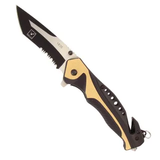 Rettungsmesser | TEE-UU | SNAP EVO | rostfreie Stahlklinge | 3 cm begrenzter Serrations-Wellenschliff | Glaszertrümmerer | integrierte Doppel-Klinge