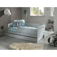 Vipack Kinderbett Junior, Kiefermassiv mit umlaufendem Absturzschutz und Rolllattenrost (B/H/T ca. 143,6x56x70cm, mit niedrigem Betteinstieg), wahlweise in 2 Farben, mit oder ohne Schublade