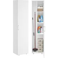 Bellamio Mehrzweckschrank Apol (Weiß) Besenschrank mit 3 Fächern, inkl. Staubsaugerfach, robust & kratzfest