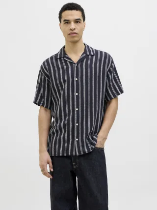JACK&JONES - JJEENZO STRIPE RESORT SHIRT SS SN sky captain - Gr. - XL